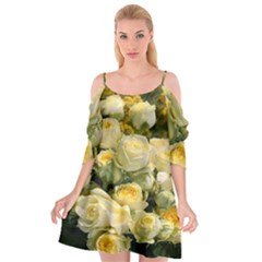 Yellow Roses Cutout Spaghetti Strap Chiffon Dress by Sparkle