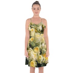 Yellow Roses Ruffle Detail Chiffon Dress by Sparkle