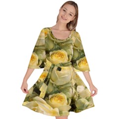 Yellow Roses Velour Kimono Dress by Sparkle