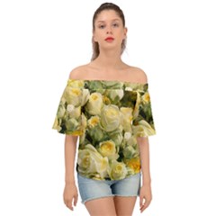 Yellow Roses Off Shoulder Short Sleeve Top by Sparkle