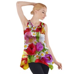 Beautiful Floral Side Drop Tank Tunic by Sparkle