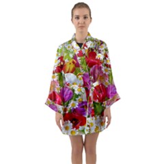 Beautiful Floral Long Sleeve Satin Kimono