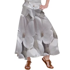 White Floral Satin Palazzo Pants by Sparkle