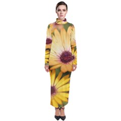 Yellow Flowers Turtleneck Maxi Dress by Sparkle