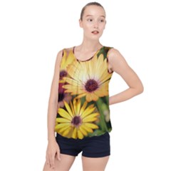 Yellow Flowers Bubble Hem Chiffon Tank Top by Sparkle