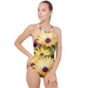 Yellow Flowers High Neck One Piece Swimsuit View1