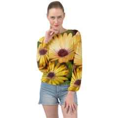 Yellow Flowers Banded Bottom Chiffon Top by Sparkle