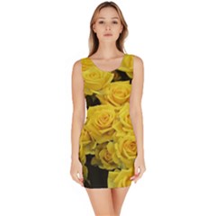 Yellow Roses Bodycon Dress by Sparkle