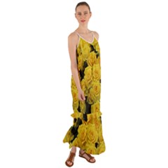 Yellow Roses Cami Maxi Ruffle Chiffon Dress by Sparkle