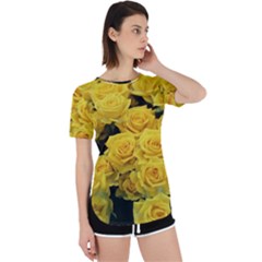 Yellow Roses Perpetual Short Sleeve T-shirt by Sparkle