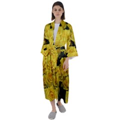 Yellow Roses Maxi Satin Kimono