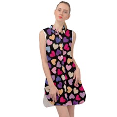 Colorful Love Sleeveless Shirt Dress