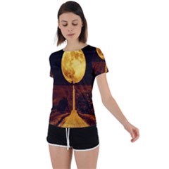 Moon Road Back Circle Cutout Sports Tee