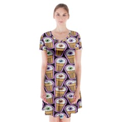 Eyes Cups Short Sleeve V-neck Flare Dress by Sparkle