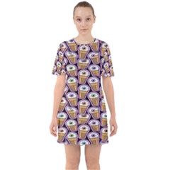 Eyes Cups Sixties Short Sleeve Mini Dress by Sparkle