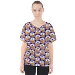 Eyes Cups V-neck Dolman Drape Top by Sparkle