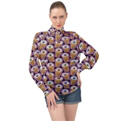 Eyes Cups High Neck Long Sleeve Chiffon Top by Sparkle