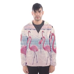 Flamingos Beach Men s Hooded Windbreaker by Sparkle