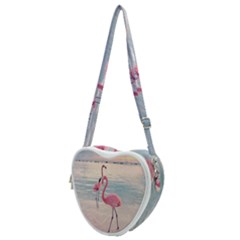 Flamingos Beach Heart Shoulder Bag