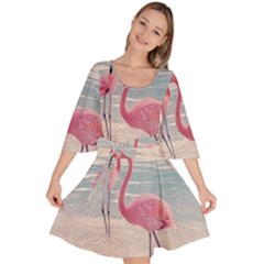 Flamingos Beach Velour Kimono Dress