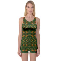 Sakura Tulips Giving Fruit In The Festive Temple Forest One Piece Boyleg Swimsuit by pepitasart