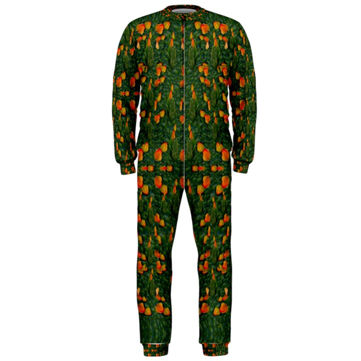 Sakura Tulips Giving Fruit In The Festive Temple Forest OnePiece Jumpsuit (Men) 