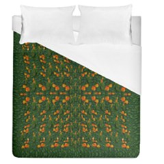 Sakura Tulips Giving Fruit In The Festive Temple Forest Duvet Cover (queen Size) by pepitasart