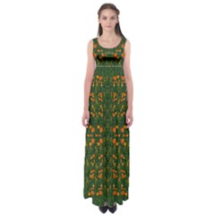 Sakura Tulips Giving Fruit In The Festive Temple Forest Empire Waist Maxi Dress by pepitasart