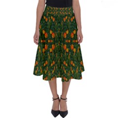 Sakura Tulips Giving Fruit In The Festive Temple Forest Perfect Length Midi Skirt by pepitasart