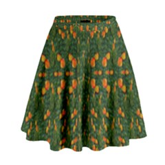 Sakura Tulips Giving Fruit In The Festive Temple Forest High Waist Skirt by pepitasart