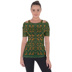 Sakura Tulips Giving Fruit In The Festive Temple Forest Shoulder Cut Out Short Sleeve Top by pepitasart