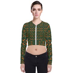 Sakura Tulips Giving Fruit In The Festive Temple Forest Long Sleeve Zip Up Bomber Jacket by pepitasart