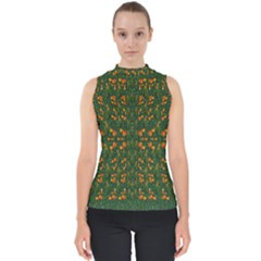 Sakura Tulips Giving Fruit In The Festive Temple Forest Mock Neck Shell Top by pepitasart