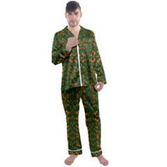 Sakura Tulips Giving Fruit In The Festive Temple Forest Men s Long Sleeve Satin Pyjamas Set by pepitasart