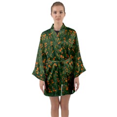 Sakura Tulips Giving Fruit In The Festive Temple Forest Long Sleeve Satin Kimono by pepitasart