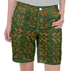 Sakura Tulips Giving Fruit In The Festive Temple Forest Pocket Shorts by pepitasart