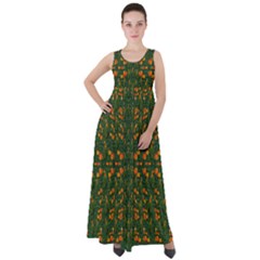 Sakura Tulips Giving Fruit In The Festive Temple Forest Empire Waist Velour Maxi Dress by pepitasart