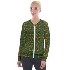 Sakura Tulips Giving Fruit In The Festive Temple Forest Velour Zip Up Jacket by pepitasart