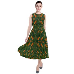 Sakura Tulips Giving Fruit In The Festive Temple Forest Round Neck Boho Dress by pepitasart