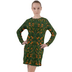 Sakura Tulips Giving Fruit In The Festive Temple Forest Long Sleeve Hoodie Dress by pepitasart