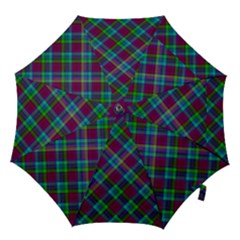 Purple, Green Tartan, Retro Buffalo Plaid Pattern, Classic Tiled Theme Hook Handle Umbrellas (large) by Casemiro