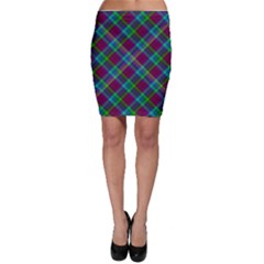 Purple, Green Tartan, Retro Buffalo Plaid Pattern, Classic Tiled Theme Bodycon Skirt by Casemiro