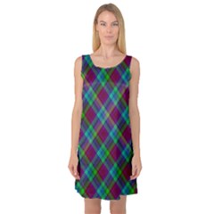 Purple, Green Tartan, Retro Buffalo Plaid Pattern, Classic Tiled Theme Sleeveless Satin Nightdress by Casemiro