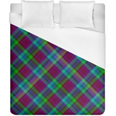 Purple, Green Tartan, Retro Buffalo Plaid Pattern, Classic Tiled Theme Duvet Cover (california King Size) by Casemiro