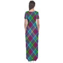 Purple, green tartan, retro buffalo plaid pattern, classic tiled theme Short Sleeve Maxi Dress View2