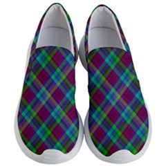 Purple, Green Tartan, Retro Buffalo Plaid Pattern, Classic Tiled Theme Women s Lightweight Slip Ons by Casemiro