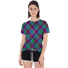 Purple, Green Tartan, Retro Buffalo Plaid Pattern, Classic Tiled Theme Open Back Sport Tee by Casemiro