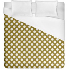 Gold Polka Dots Patterm, Retro Style Dotted Pattern, Classic White Circles Duvet Cover (king Size) by Casemiro