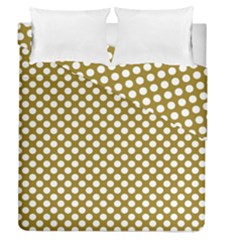 Gold Polka Dots Patterm, Retro Style Dotted Pattern, Classic White Circles Duvet Cover Double Side (queen Size) by Casemiro