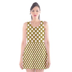 Gold Polka Dots Patterm, Retro Style Dotted Pattern, Classic White Circles Scoop Neck Skater Dress by Casemiro